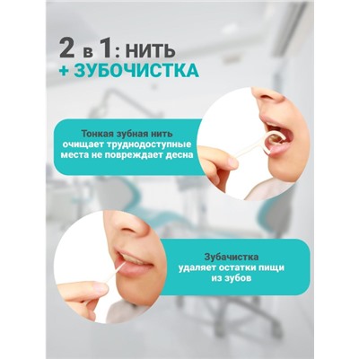 Флосстик ,зубная нить+зубочистка 30шт(круг)