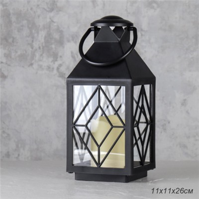 Светильник фонарь настольный Новогодний 26 см черный / W672-21 /уп 30/от батареек