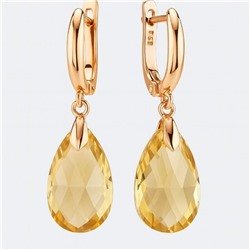 Серьги с камнем под Swarovski ювелирная бижутерия коллекция "Дубай", покрытие позолота, цвет: бледно-желтый, арт.414.380