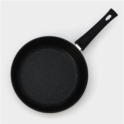 Сковорода Доляна «Элит», d=26 см, съёмная ручка, стеклянная крышка, антипригарное покрытие, алюминий, чёрная