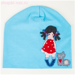 109 Ш Девочка с котенком Колпак для девочки (50-54)