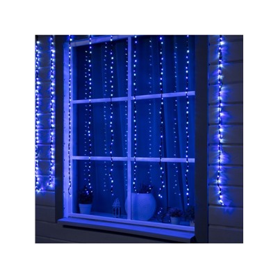 Гирлянда «Водопад» 2×1.5 м, IP44, тёмная нить, 400 LED, свечение бело-синее, 8 режимов, 220 В