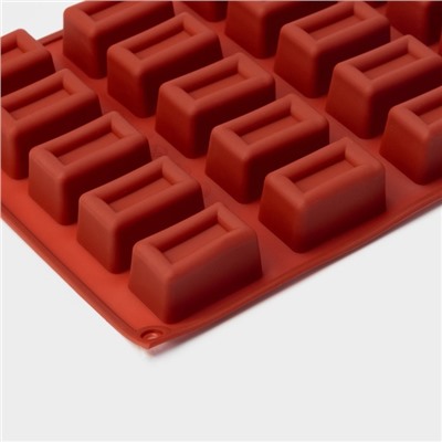 Форма для выпечки Доляна «Сладости.Батончик», силикон, 30×17×2 см (4×2.3×2 см), 25 ячеек, коричневая