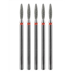 MANITA Фреза алмазная пламя тупое для аппаратного маникюра 856.104.244.100.021 ФАПЗ-2,1 10М, красная насечка, ø 2,1 мм, 5 шт. 28345