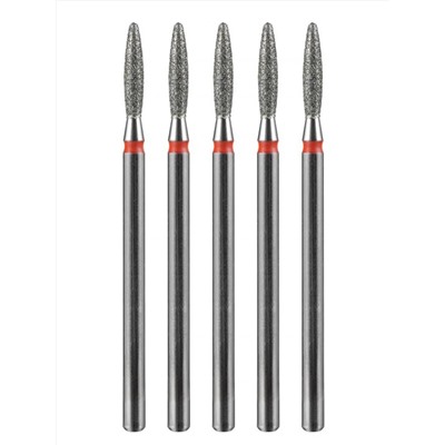 MANITA Фреза алмазная пламя тупое для аппаратного маникюра 856.104.244.100.021 ФАПЗ-2,1 10М, красная насечка, ø 2,1 мм, 5 шт. 28345