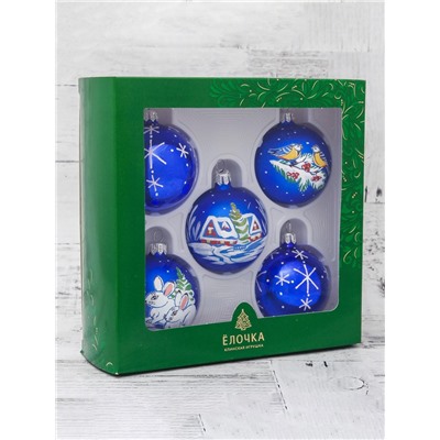 Набор новогодних шаров «Стужа», 5 шт., d=6 см, МИКС