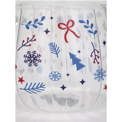 Кружка новогодняя стеклянная «Новогодний паттерн», 350 мл