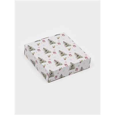 Блюдо сервировочное новогоднее Доляна «Новый Год в лесу», 17.7×18.5×3.5 см, стекло, белое, голубое