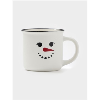 Кружка Доляна «Новый год. Снеговик», 380 мл, фарфор, белая