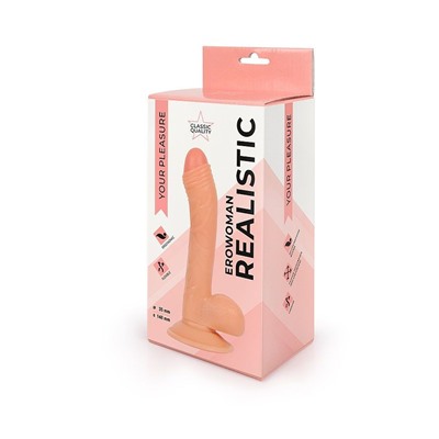 Фаллоимитатор с мошонкой Erowoman телесного цвета - 18,5 см.