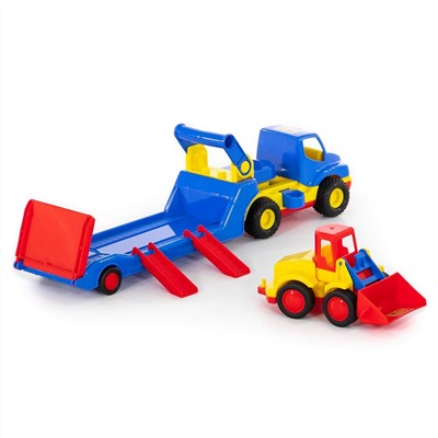 320867 Wader "КонсТрак", автомобиль-трейлер + "Базик", погрузчик (в коробке)