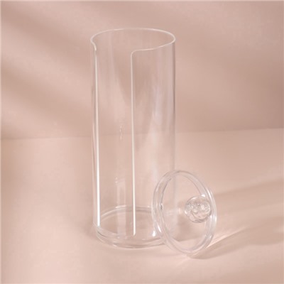 Органайзер для ватных дисков, с крышкой, d=6.5×19.5 см, прозрачный