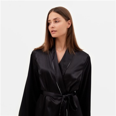 Халат домашний женский MINAKU: Light touch, чёрный, размер 44