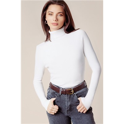 Свитер тонкой вязки в рубчик из вискозы VILATTE, 1028679