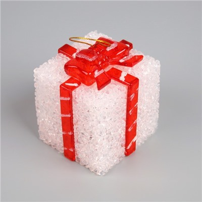 Светодиодная фигура «Подарок белый» 8 см, пластик, батарейки AG13×3 (в комплекте), свечение мульти (RGB)