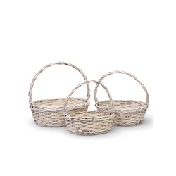 Корзина плетёная для хранения, лоза, белая, набор 3 шт.