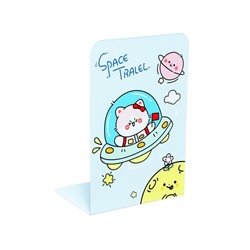 Держатель (ограничитель) подставка для книг, 2 штуки «Зверушки», голубой