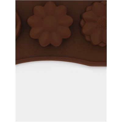 Форма для конфет и шоколада Доляна «Ассорти», силикон, 22×10.5×1.5 см, 15 ячеек (d=2.7 см), коричневая