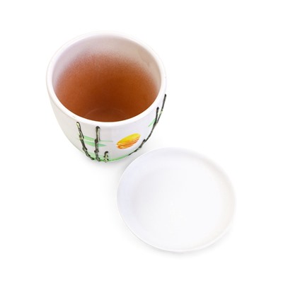 Горшок для цветов «Азия», 1 л, d=15 см, h=13 см, с поддоном, керамика, белый