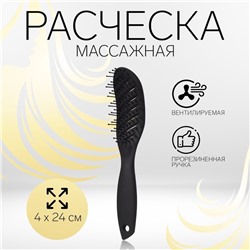 Расчёска массажная, вентилируемая, 4×24 (±1) см, чёрная