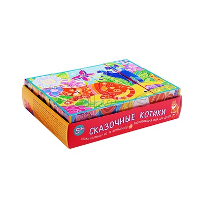 IQ кубики. 12 кубиков в поддончике. Сказочные котики. 5+
