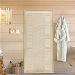 Дверь для бани и сауны, коробка 170×80 см, деревянная, универсальная, тёмная