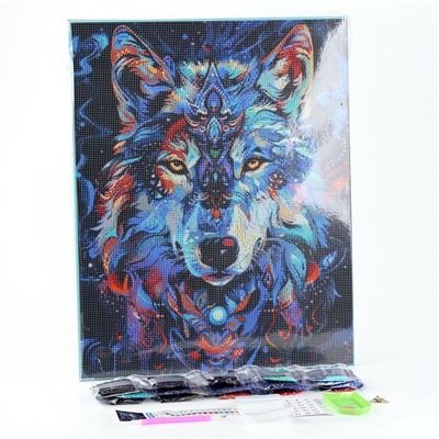 Алмазная мозаика с полным заполнением на холсте с подрамником «Лунный волк», 40×50 см