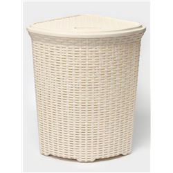 Корзина для белья угловая с крышкой «Ротанг», 60 л, 40.5×40.5×57 см, слоновая кость