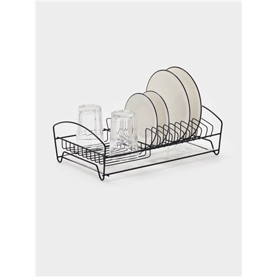 Сушилка для тарелок и кружек с поддоном, 39×25×12 см, чёрная