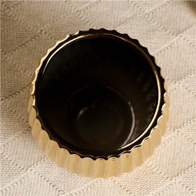 Декоративное кашпо для цветов «Кактус», 1.4 л, 14×12×12 см, керамическое, золотистое