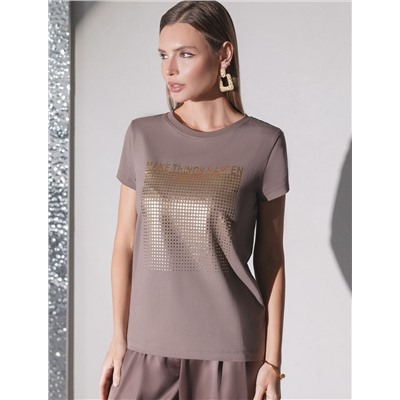 Нарядная футболка с блестящим принтом фольгой