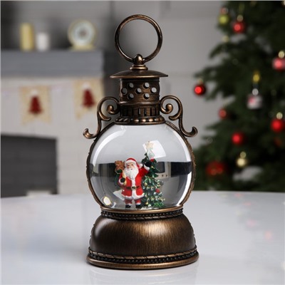 Светодиодная фигура «Фонарь с Дедом Морозом» 11×19×11 см, пластик, батарейки ААх3 (не в комплекте), USB, свечение тёплое белое