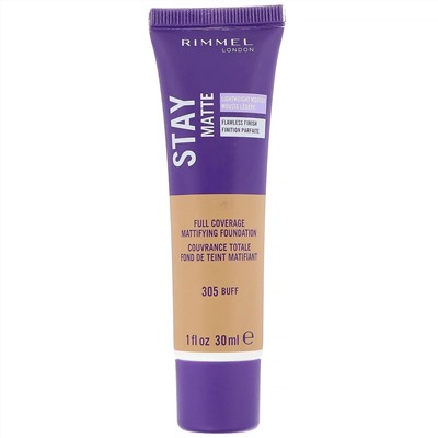 Rimmel London, Матирующая основа для максимальной плотности Stay Matte, 305 светло-коричневая, 30 мл