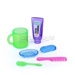 Набор мебели для кукол "Туалетная комната" (душ, унитаз, раковина, зеркало, гладильные принадл.) с аксессуарами, на батарейках, в коробке