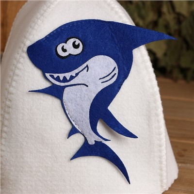 Шапка для бани и сауны «Акулёнок», полиэстер, детская, белая