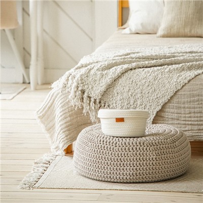 Корзина для хранения SL Home «Бэлл», плетёная, ручной работы, малая, 25×25×13.5 см, белая