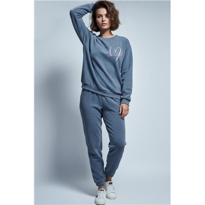 Домашний костюм с брюками 407 (Серо-голубой)