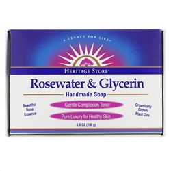 Heritage Store, Rosewater & Glycerin, Handmade Soap, 3.5 oz (100 g)