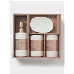 Аксессуары для ванной «Адажио», 4 предмета, мыльница, дозатор для мыла 450 мл, 2 стакана, белые