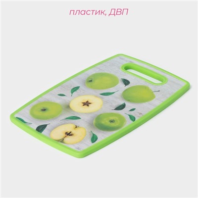 Доска разделочная Доляна «Зелёные яблоки», прямоугольная, 30×20 см