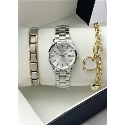 Подарочный набор для женщин часы, 2 браслета + коробка #22853082