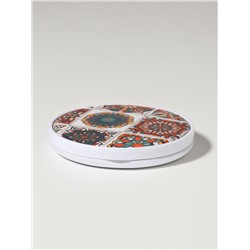 Зеркало складное «Витраж», d=7.3 см, с увеличением х2, белое/оранжевое