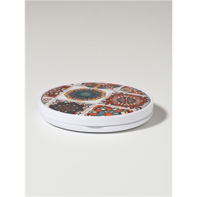 Зеркало складное «Витраж», d=7.3 см, с увеличением х2, белое/оранжевое