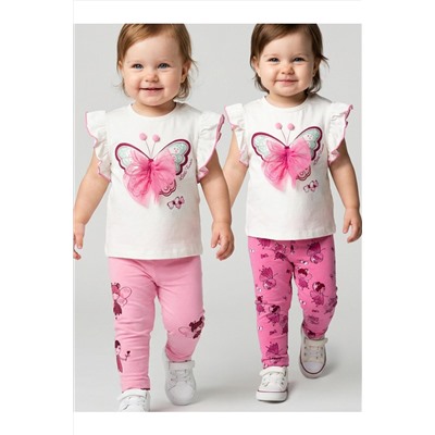 Брюки детские трикотажные для девочек (легинсы), 2 пары в комплекте PLAYTODAY, 1240077
