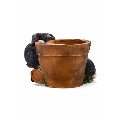 Декоративное кашпо для цветов «Зайцы у горшочка», 17 см, полистоун