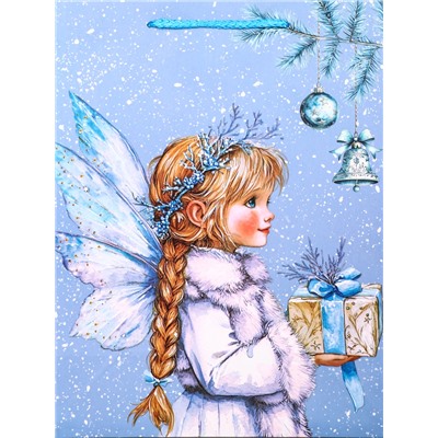 Пакет подарочный новогодний ламинированный, «Новогодний ангел», 26×12×32 см