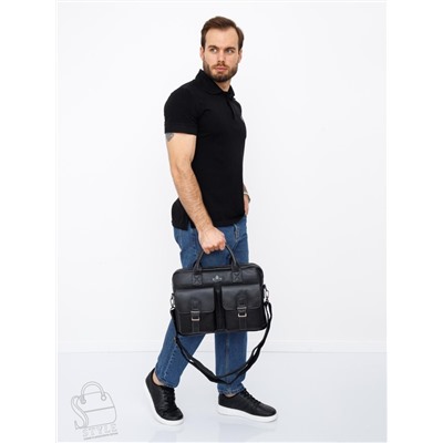Портфель мужской кожаный 0993Z black Zinimsk в Новосибирске