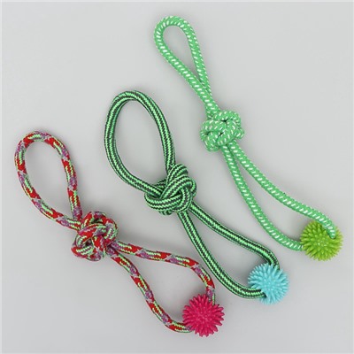 Игрушка канатная «Массажная» с узлом, до 65 г, до 30 см, микс цветов