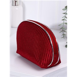 Косметичка на молнии женская, с подкладкой, вельветовая, бордовая