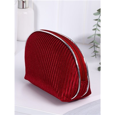 Косметичка на молнии женская, с подкладкой, вельветовая, бордовая